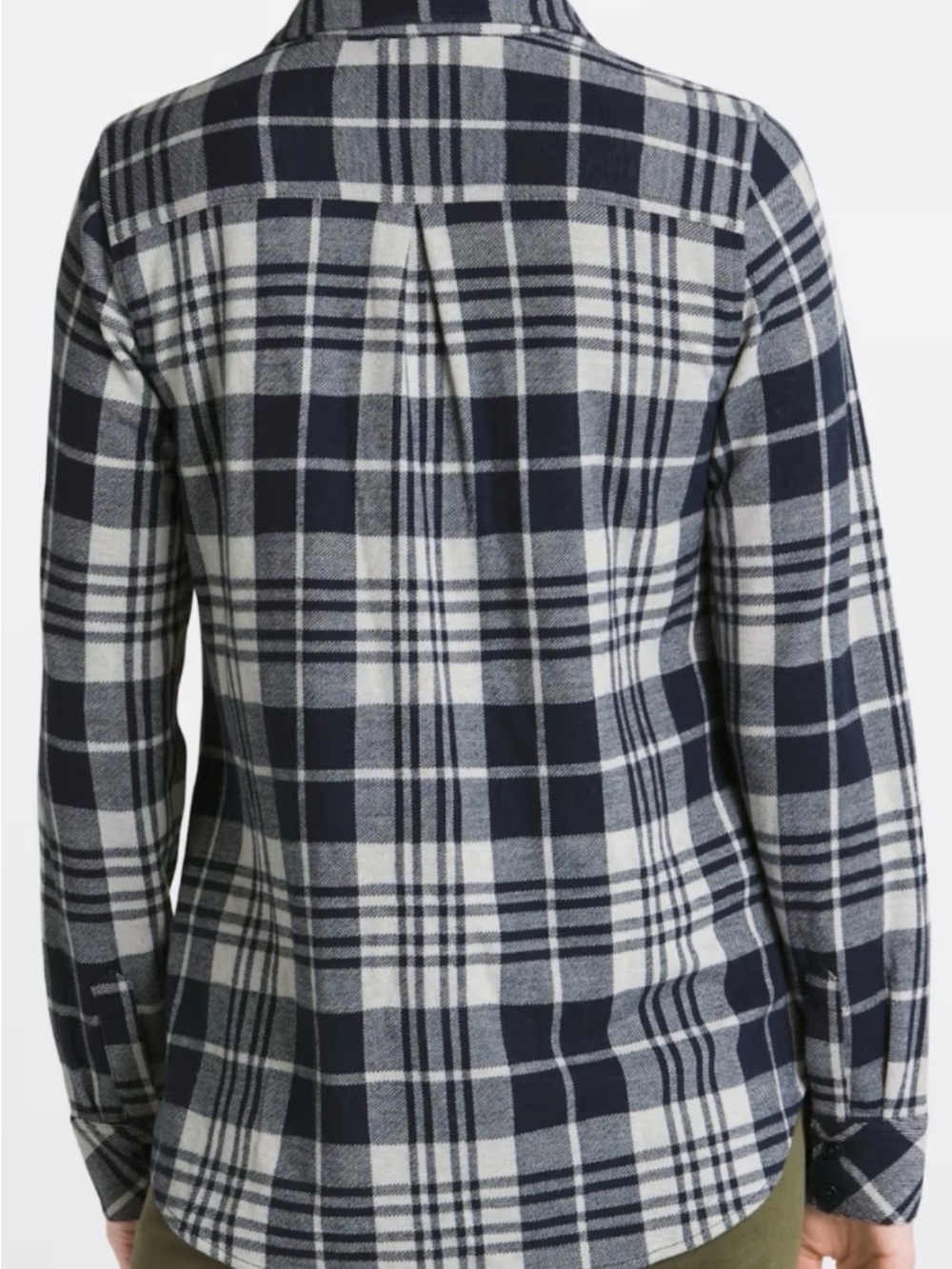 Cosmic Blue Love Harper Knit Button Down‎ Plaid Shirt Size M Cream Navy - Picture 2 of 6